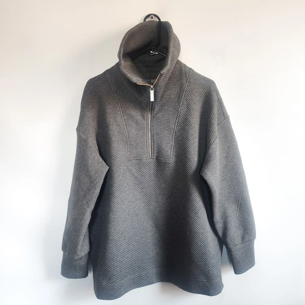 Lot (2) Sweaty Betty Sweatshirt Size XL Quilted Radiant Heather Gray 1/2‎ Zip